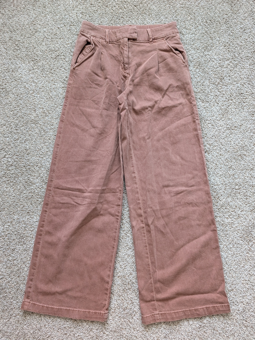 American Eagle Womens Dusty Rose Dreamy Drape High Rise Wide Leg Trouser Size 2L